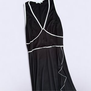 Vintage USA Made White House Black Market Black Midi Dress White Trim